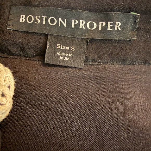 Boston proper women's embroidered neck tunic top size Small long sleeve black - Picture 6 of 8